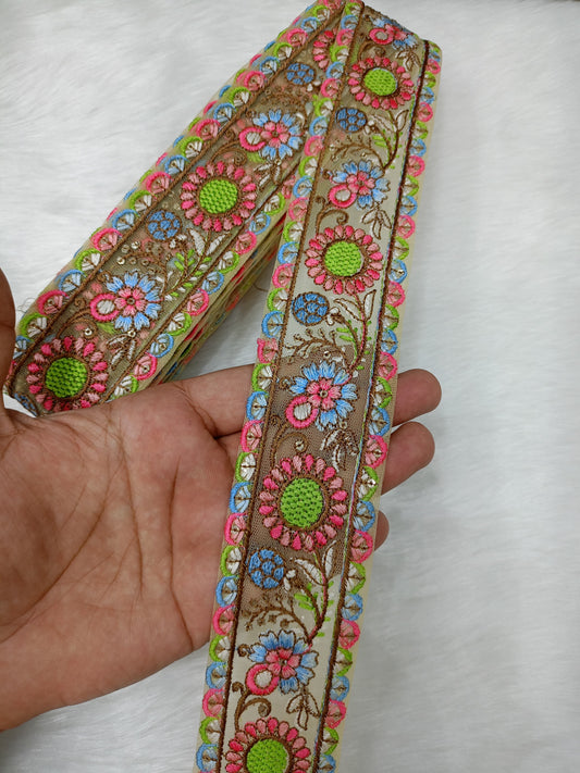 Beautiful 9-Meter Multicolored Embroidery Lace