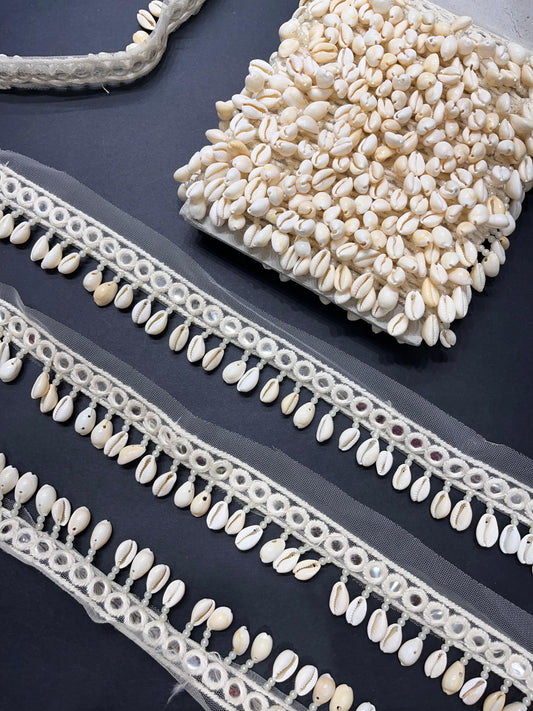 Shell Hanging Lace | Mirror & Shell Trim – 9 Meters, 1.5-Inch Width