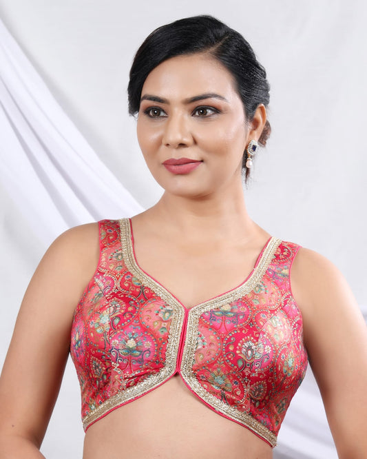 Beautiful Dola Silk Readymade Saree Blouse – Elegant Padded Blouse for Women