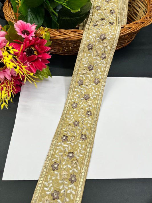 Kashmiri Work Decorative Designer Thread Embroidered Lace for Sarees & Dupattas (9 Meter)