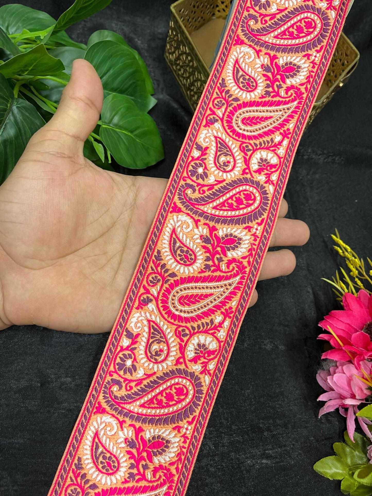 Heritage Mango Banarasi Lace – 9 Meters, 3.5-Inch Traditional Zari Embroidered Border for Sarees, Lehengas & Dupattas | Design 1