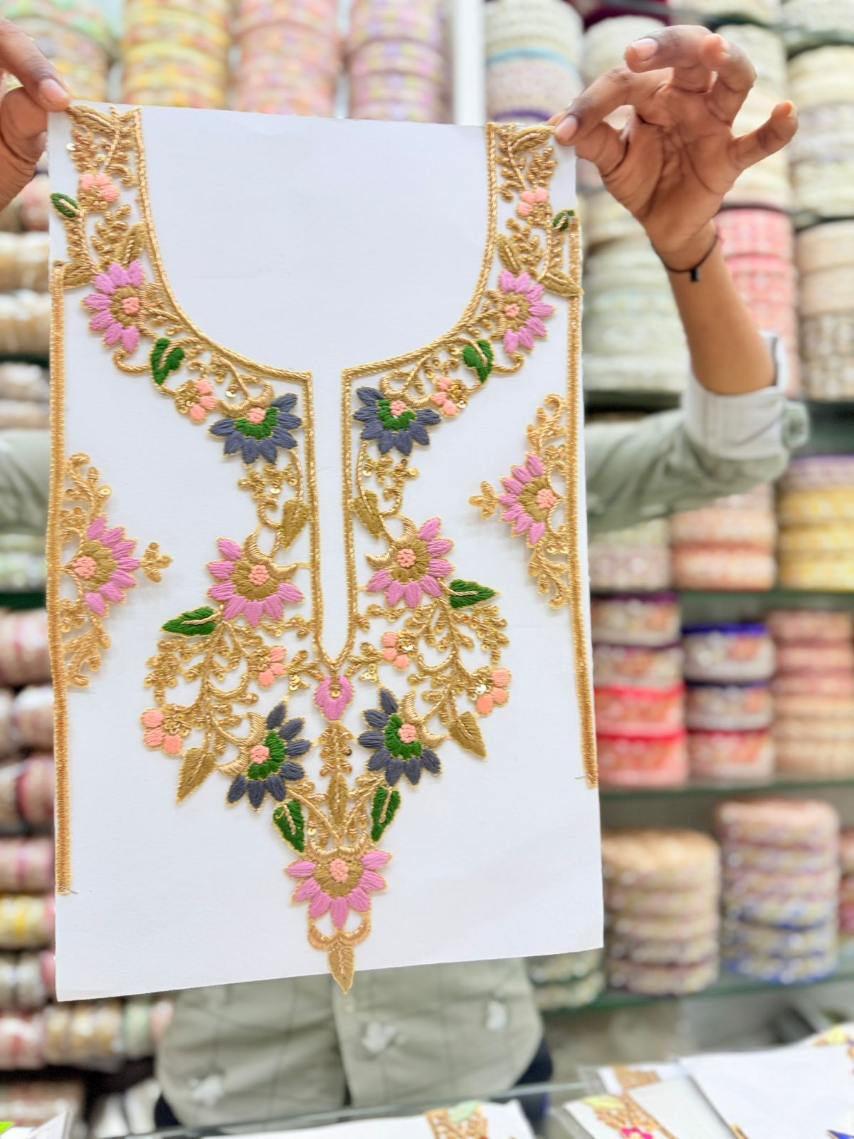 Handcrafted Thread Work Neck Patches – Premium Designer Neck Embellishment