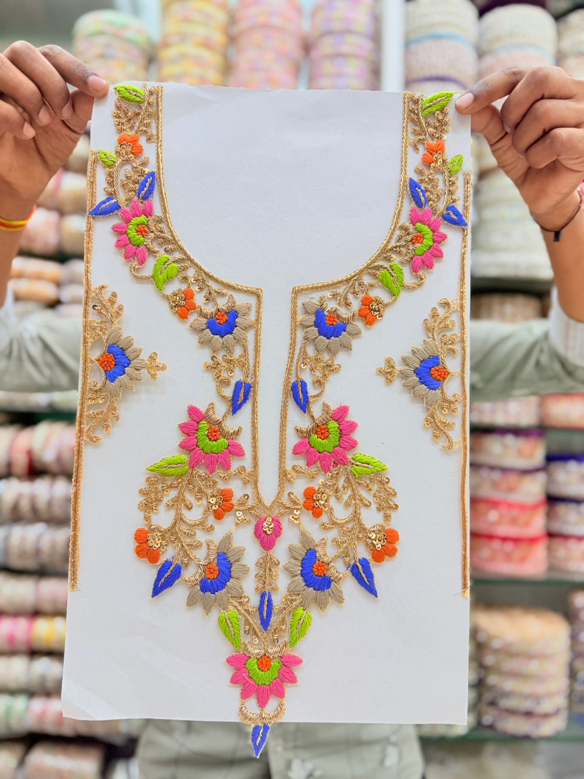 Handcrafted Thread Work Neck Patches – Premium Designer Neck Embellishment