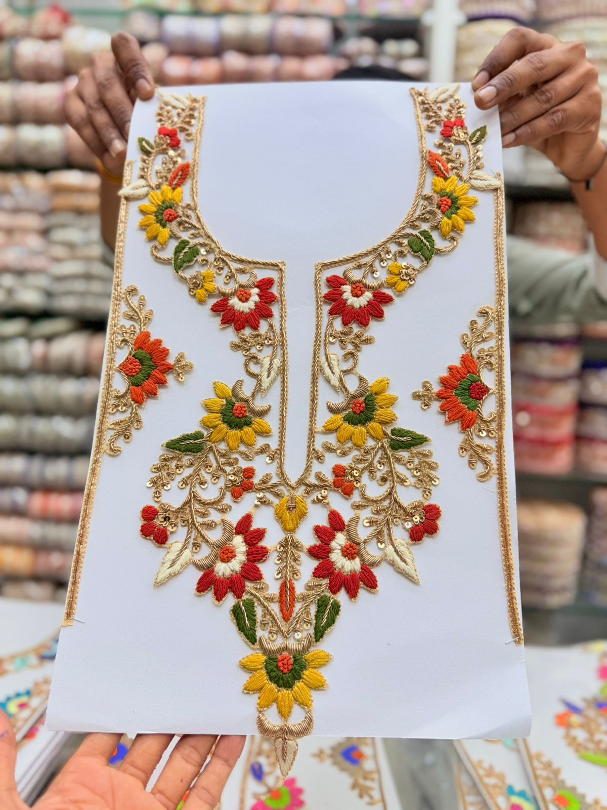 Handcrafted Thread Work Neck Patches – Premium Designer Neck Embellishment