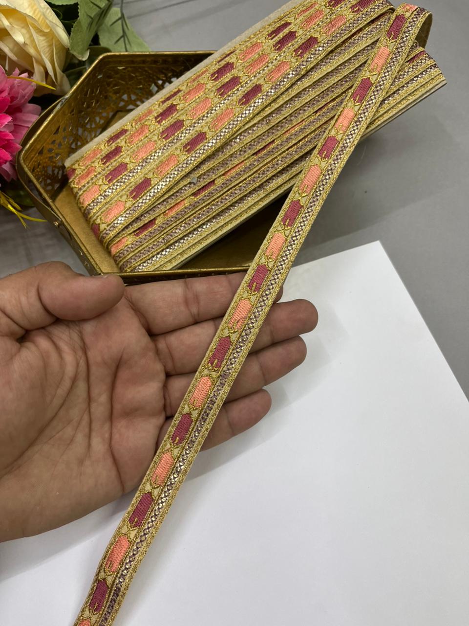 Sabyasachi Inspired Embroidery Fabric Laces – Premium 1 Inch Designer Decorative Lace for Sarees & Ethnic Wear (9 Meter)