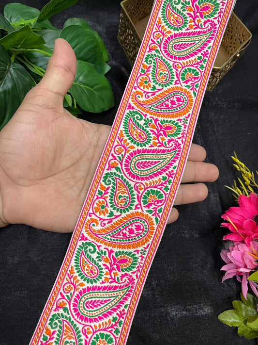 Heritage Mango Banarasi Lace – 9 Meters, 3.5-Inch Traditional Zari Embroidered Border for Sarees, Lehengas & Dupattas | Design 3