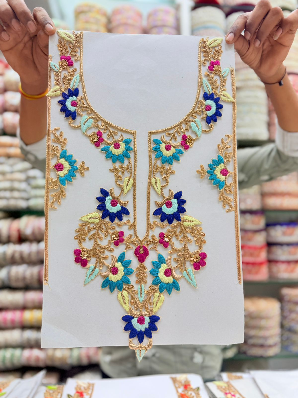 Handcrafted Thread Work Neck Patches – Premium Designer Neck Embellishment