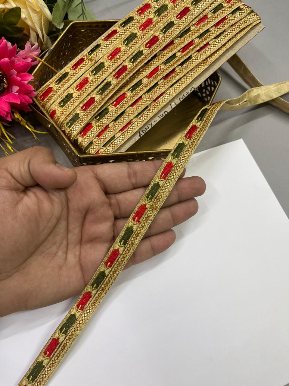 Sabyasachi Inspired Embroidery Fabric Laces – Premium 1 Inch Designer Decorative Lace for Sarees & Ethnic Wear (9 Meter)