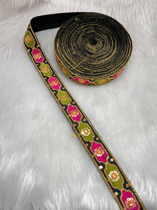 Sabhyasachi Inspired Multicolour Sequin Lace Border - 9 Meter Decorative Trim | Multi Color | 05