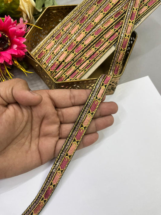 Sabyasachi Inspired Embroidery Fabric Laces – Premium 1 Inch Designer Decorative Lace for Sarees & Ethnic Wear (9 Meter)