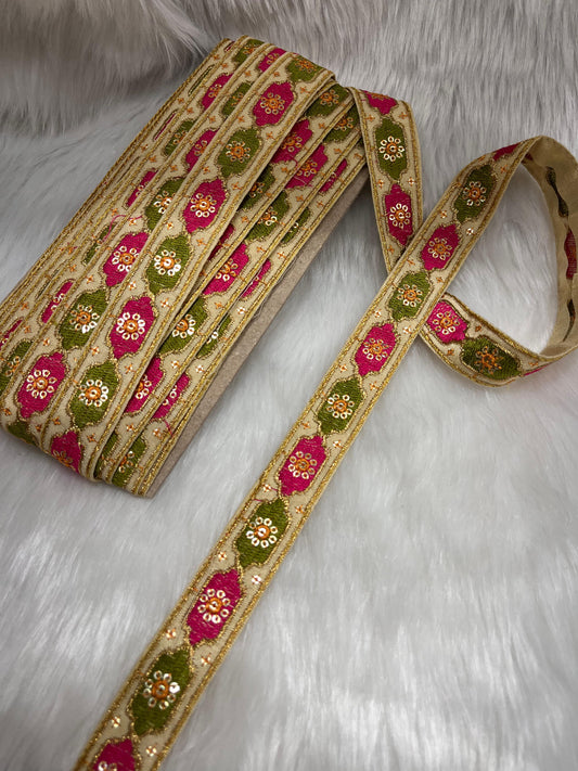 Sabhyasachi Inspired Multicolour Sequin Lace Border - 9 Meter Decorative Trim | Multi Color | 06