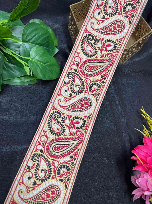 Heritage Mango Banarasi Lace – 9 Meters, 3.5-Inch Traditional Zari Embroidered Border for Sarees, Lehengas & Dupattas | Design 7
