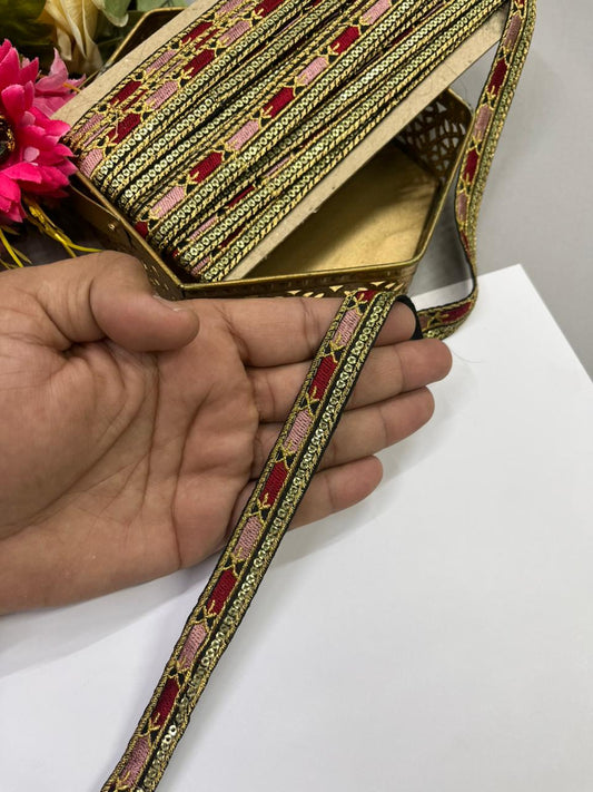 Sabyasachi Inspired Embroidery Fabric Laces – Premium 1 Inch Designer Decorative Lace for Sarees & Ethnic Wear (9 Meter)