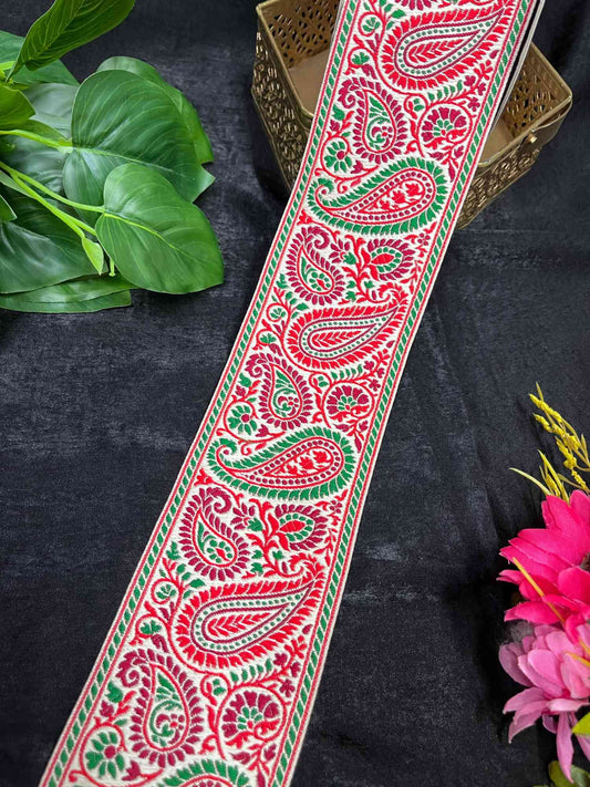 Heritage Mango Banarasi Lace – 9 Meters, 3.5-Inch Traditional Zari Embroidered Border for Sarees, Lehengas & Dupattas | Design 9
