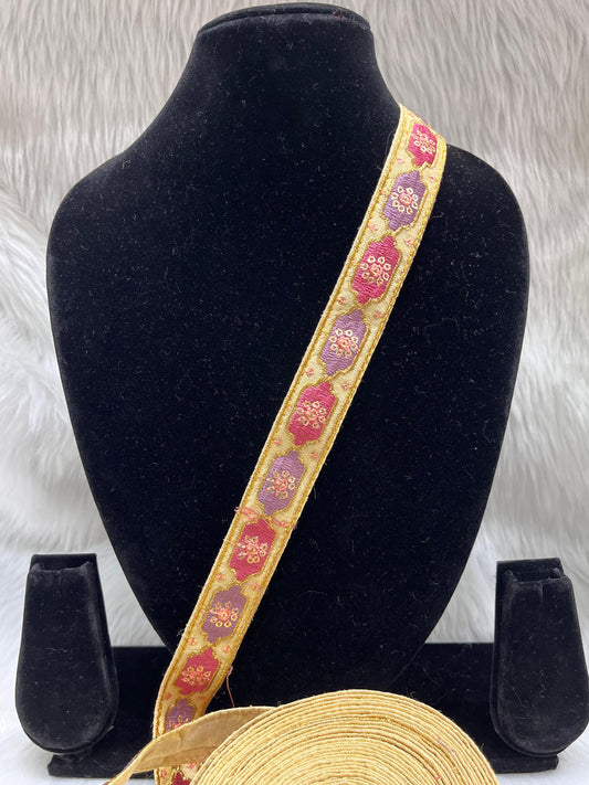 Sabhyasachi Inspired Multicolour Sequin Lace Border - 9 Meter Decorative Trim | Multi Color | 09
