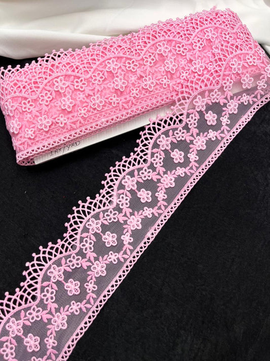 Soft Imported Net Lace Trim – Western Cotton Style Decorative Lace Border for Sarees, Dresses & Kurtis (3 Inch)