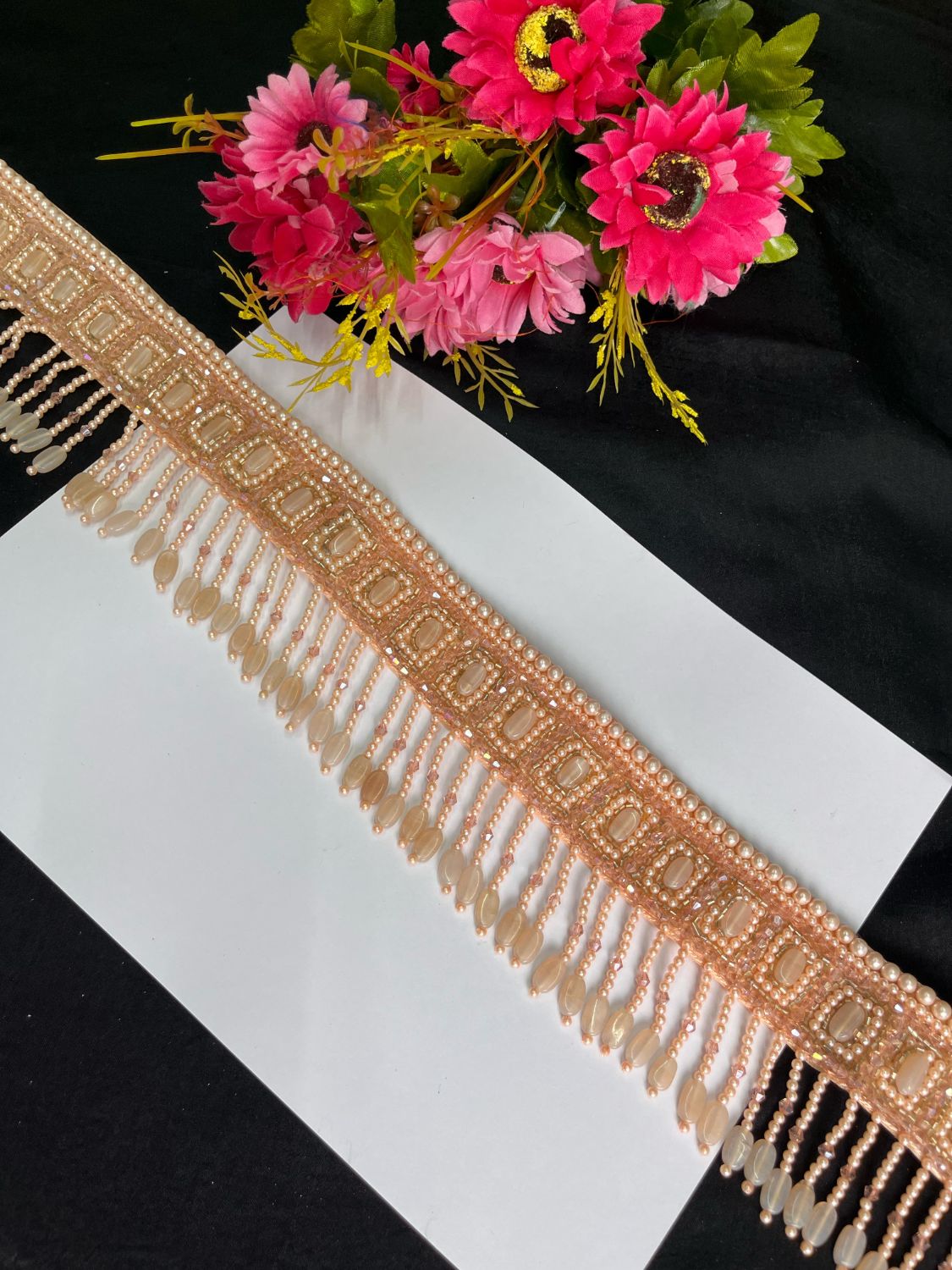 Pearl Beaded Crystal Handcrafted Waist Belt – Festive & Ethnic Style Accessory