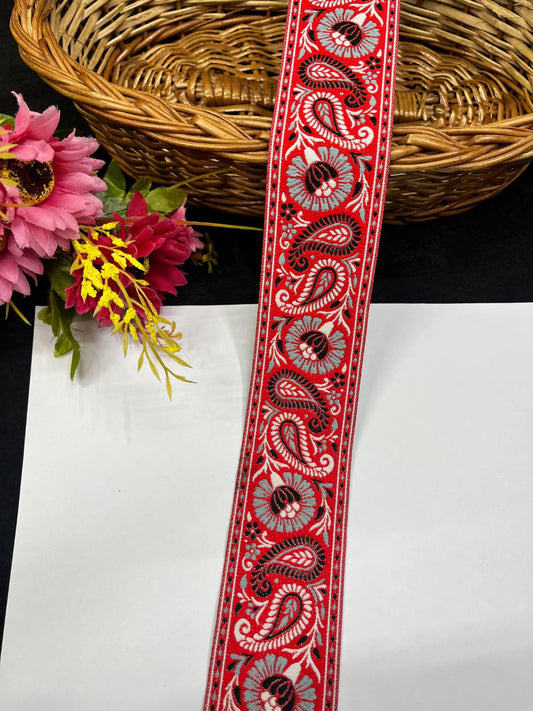 Multi-Color Mango Design Jacquard Banarasi Ribbon Lace for Sarees & Dresses (9 Meter)
