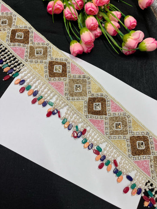 Pearl Hand Embroidered Waist Belt – Elegant Ethnic Accessory for Festive & Bridal Wear