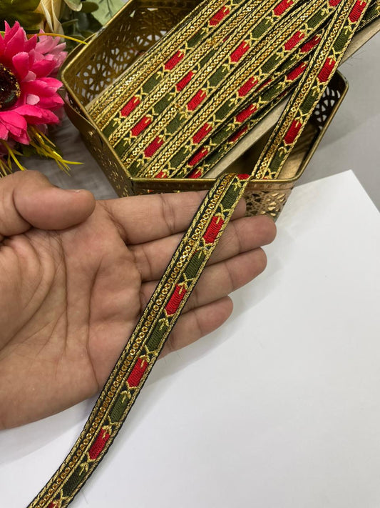 Sabyasachi Inspired Embroidery Fabric Laces – Premium 1 Inch Designer Decorative Lace for Sarees & Ethnic Wear (9 Meter)