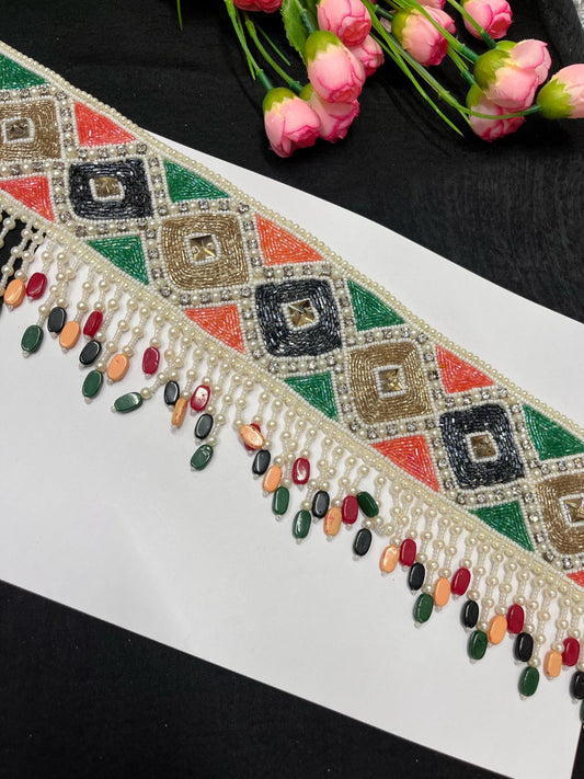 Pearl Hand Embroidered Waist Belt – Elegant Ethnic Accessory for Festive & Bridal Wear