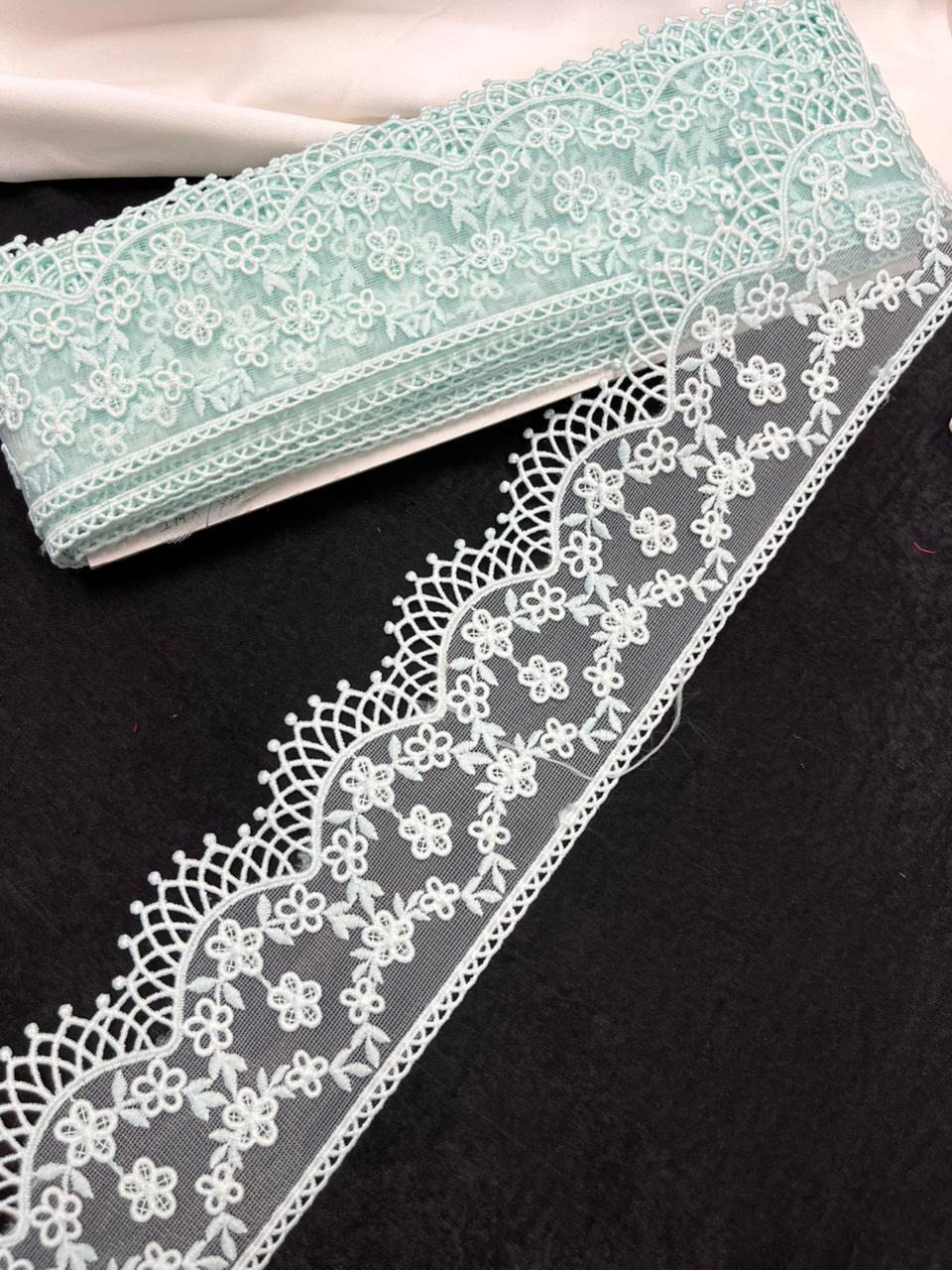 Soft Imported Net Lace Trim – Western Cotton Style Decorative Lace Border for Sarees, Dresses & Kurtis (3 Inch)