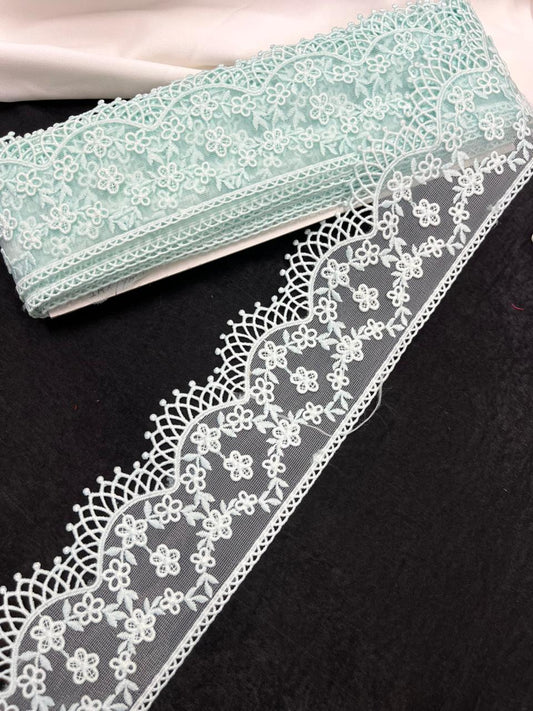 Soft Imported Net Lace Trim – Western Cotton Style Decorative Lace Border for Sarees, Dresses & Kurtis (3 Inch)