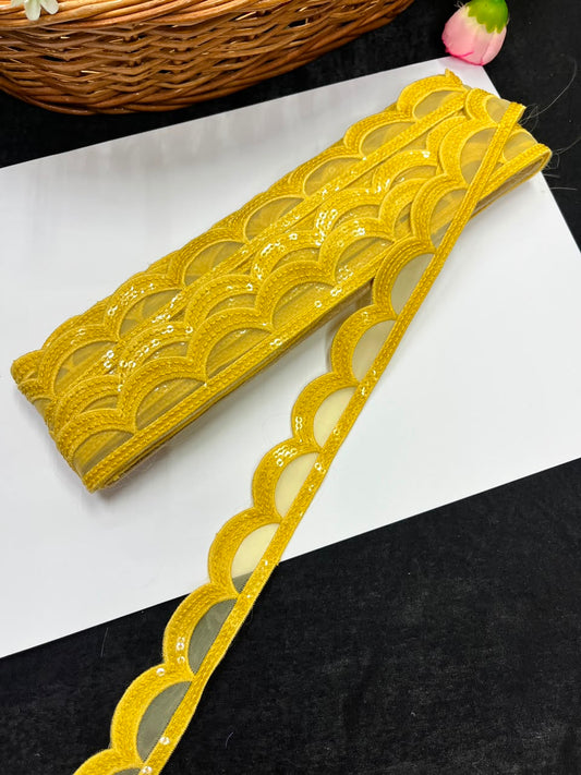 Designer Organza Lace for Sarees, Lehengas, Dupattas & Dresses – Premium Imported Organza Lace Border (1 Inch) | DC1044 | Design 12
