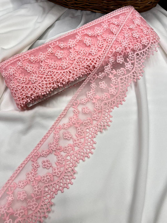 Soft Imported Net Lace Trim – Western Cotton Style Decorative Lace Border for Sarees, Dresses & Kurtis (3 Inch)