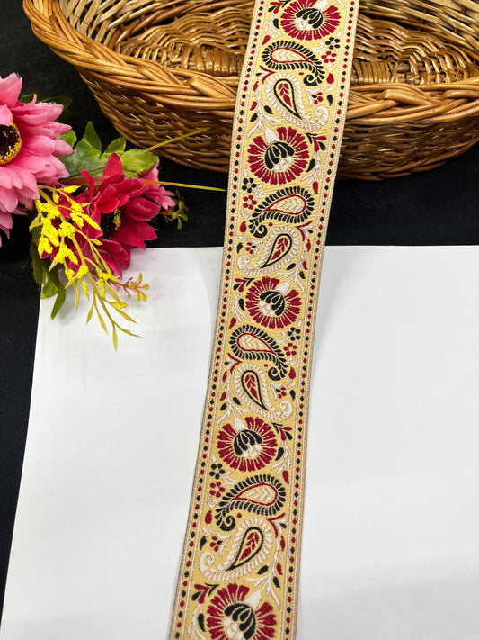 Multi-Color Mango Design Jacquard Banarasi Ribbon Lace for Sarees & Dresses (9 Meter)