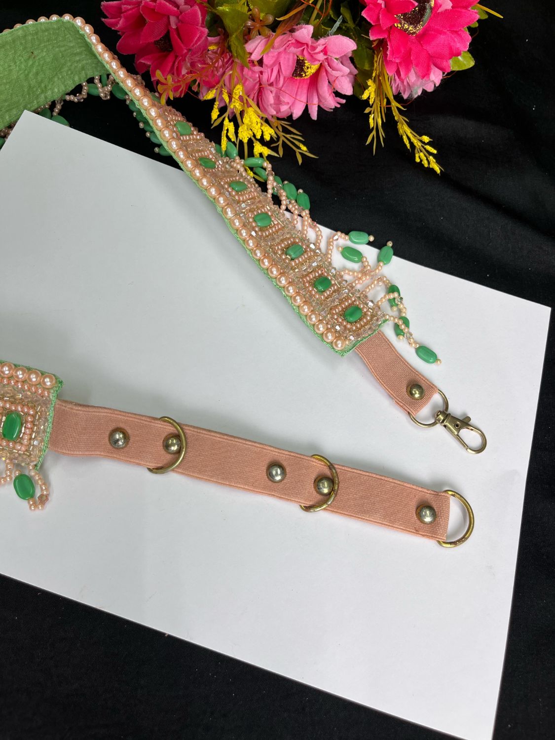 Pearl Beaded Crystal Handcrafted Waist Belt – Festive & Ethnic Style Accessory