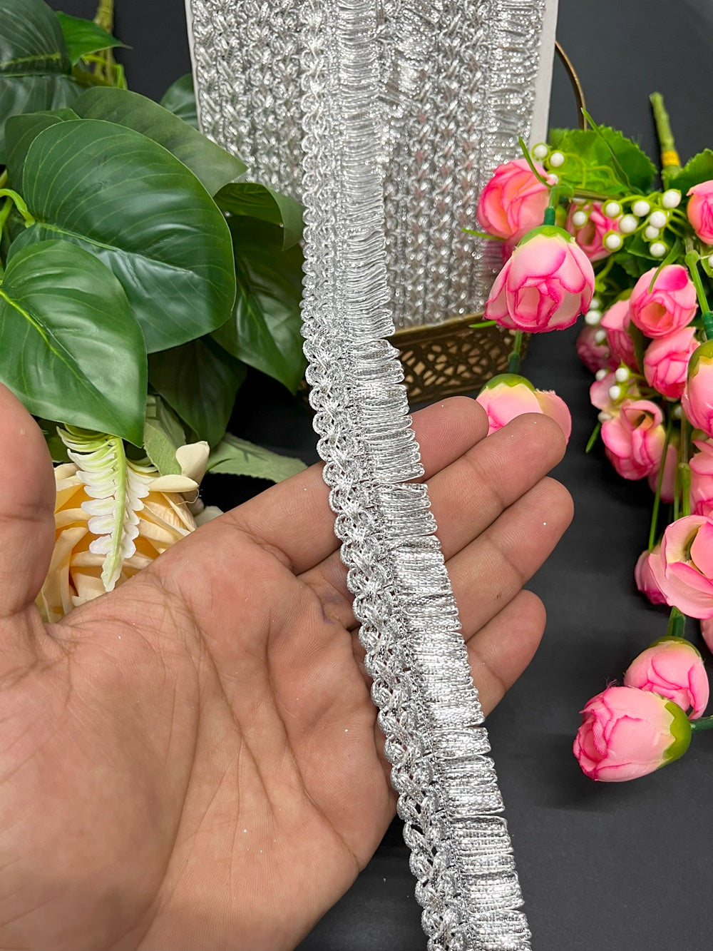 Silver Tassels Fringe Lace – 9 Meter, 1 Inch Width – Decorative Sewing Trim