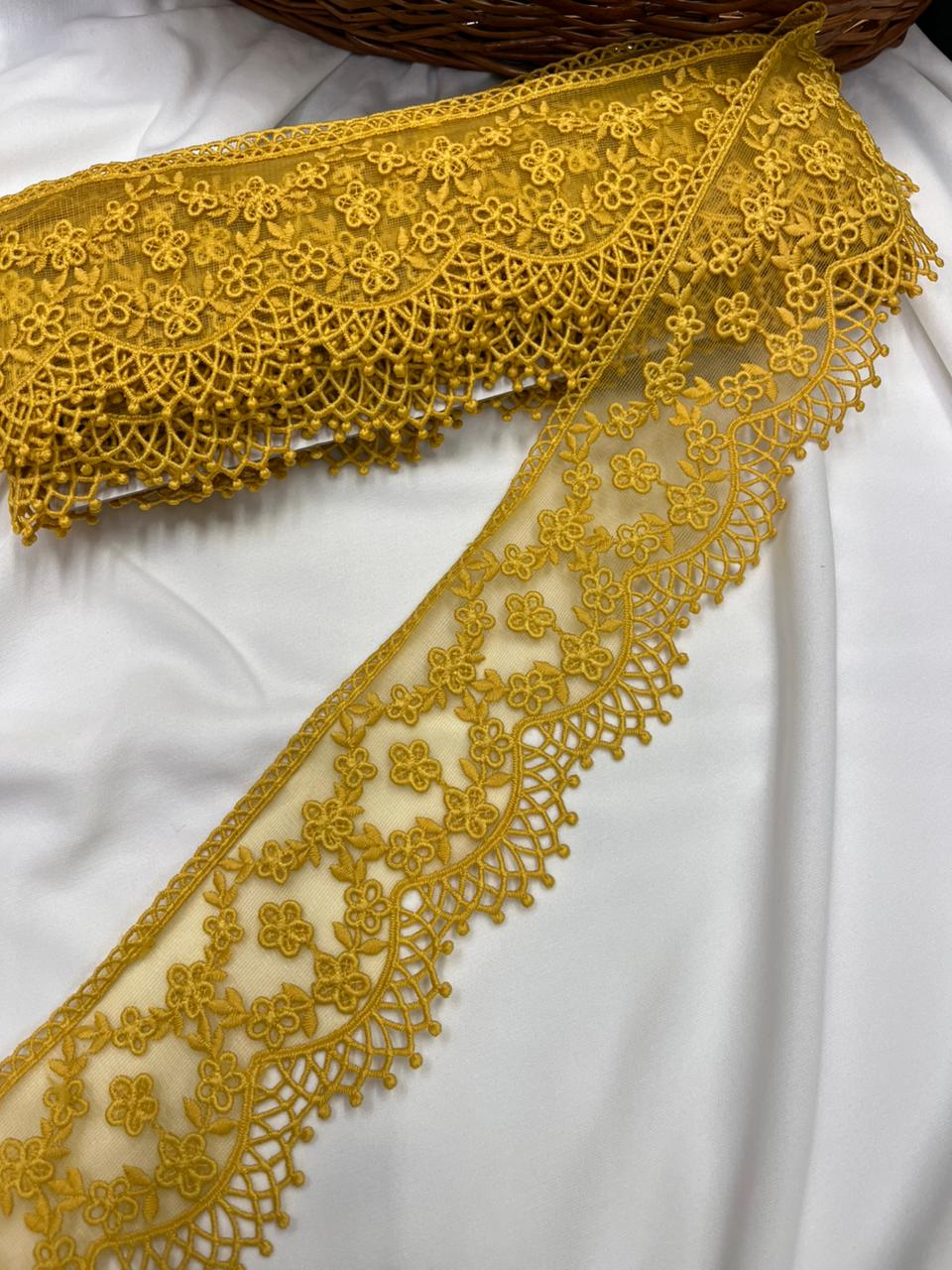 Soft Imported Net Lace Trim – Western Cotton Style Decorative Lace Border for Sarees, Dresses & Kurtis (3 Inch)
