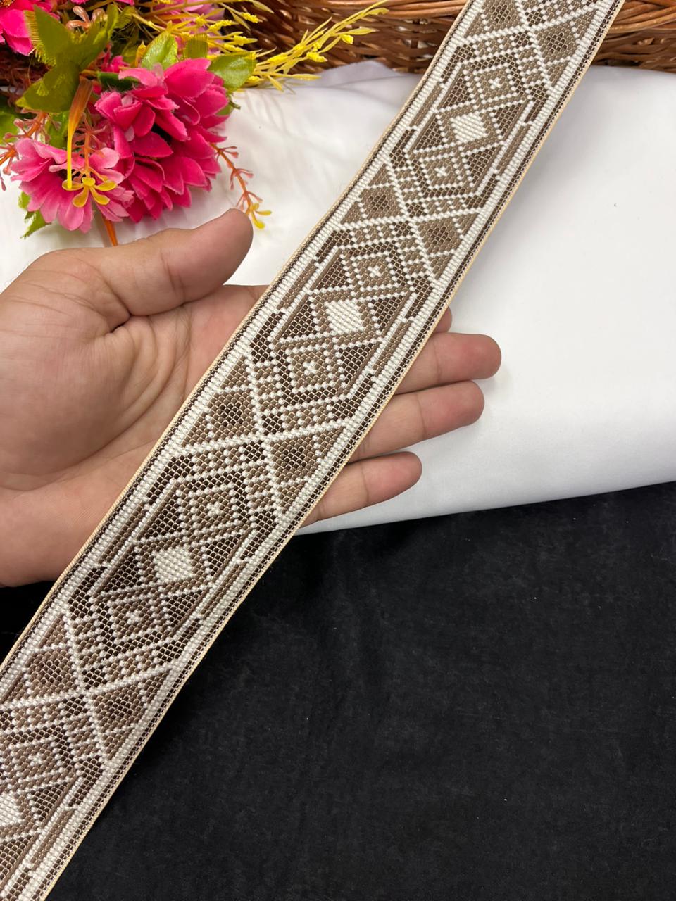 Designer Brocket Thread Embroidery Lace for Sarees, Kurtis & Dresses – Elegant Embroidered Lace Border (2.5 Inch) | Multi 13