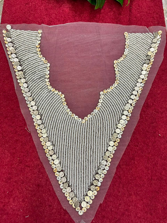 Designer Boho Style Handmade Neck Patch for Kurtis, Dresses & Blouses – Premium Embroidered Neckline Applique | DC0993 | Design 13