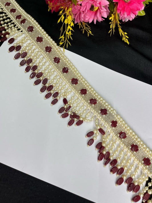 Pearl Beaded Crystal Handcrafted Waist Belt – Festive & Ethnic Style Accessory
