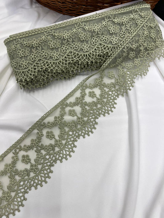 Soft Imported Net Lace Trim – Western Cotton Style Decorative Lace Border for Sarees, Dresses & Kurtis (3 Inch)