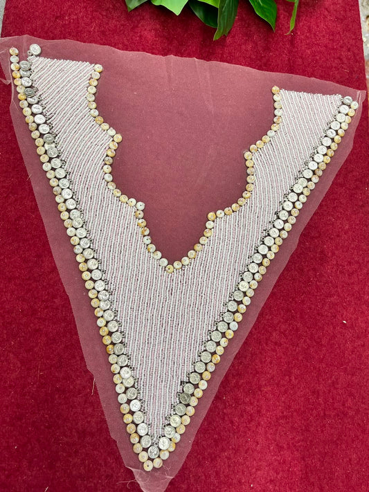 Designer Boho Style Handmade Neck Patch for Kurtis, Dresses & Blouses – Premium Embroidered Neckline Applique | DC0993 | Design 14