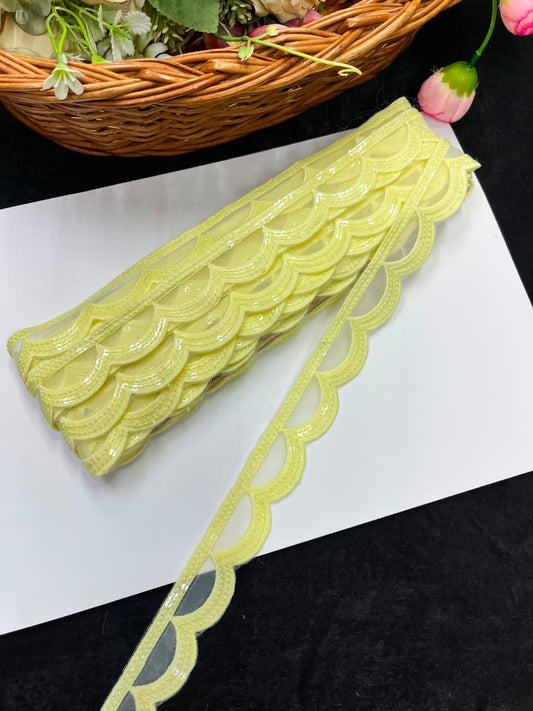 Designer Organza Lace for Sarees, Lehengas, Dupattas & Dresses – Premium Imported Organza Lace Border (1 Inch) | DC1044 | Design 14