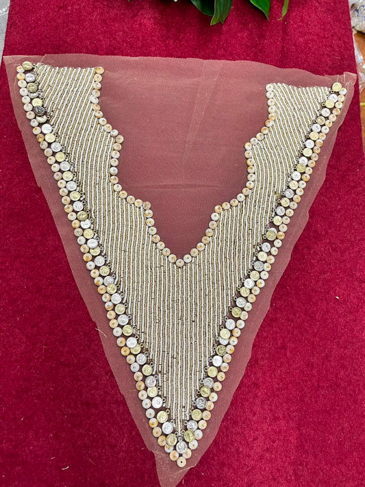 Designer Boho Style Handmade Neck Patch for Kurtis, Dresses & Blouses – Premium Embroidered Neckline Applique | DC0993 | Design 15