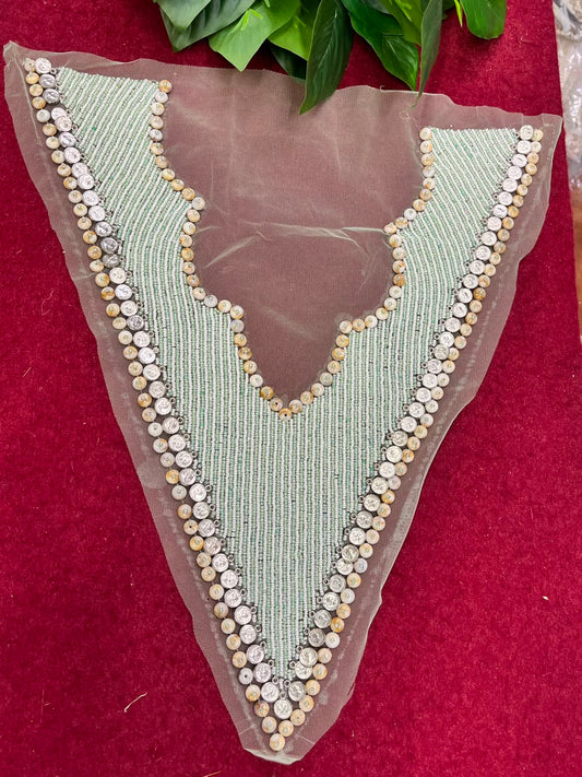 Designer Boho Style Handmade Neck Patch for Kurtis, Dresses & Blouses – Premium Embroidered Neckline Applique | DC0993 | Design 16