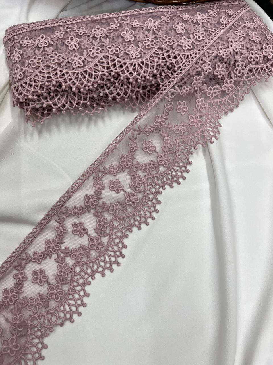 Soft Imported Net Lace Trim – Western Cotton Style Decorative Lace Border for Sarees, Dresses & Kurtis (3 Inch)
