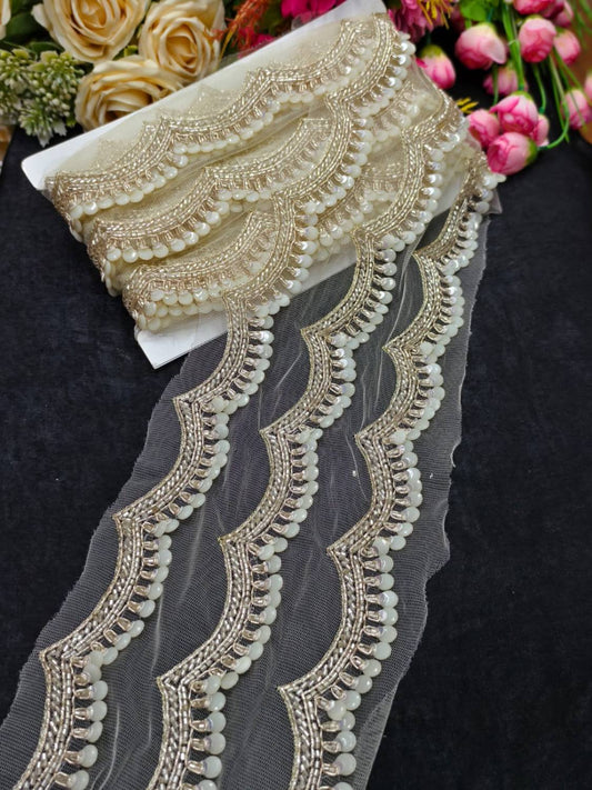 Handmade Jardoshi Work Saree Laces Border for Sarees & Dupattas – 9 Meters, 1-Inch Embroidered Trim