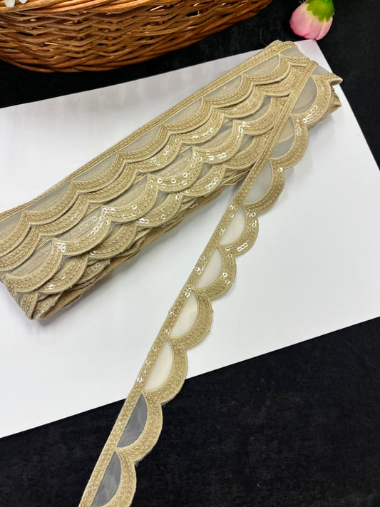 Designer Organza Lace for Sarees, Lehengas, Dupattas & Dresses – Premium Imported Organza Lace Border (1 Inch) | DC1044 | Design 17