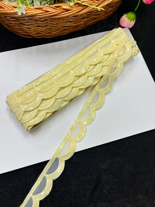 Designer Organza Lace for Sarees, Lehengas, Dupattas & Dresses – Premium Imported Organza Lace Border (1 Inch) | DC1044 | Design 18