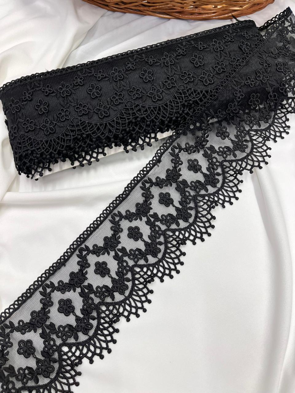 Soft Imported Net Lace Trim – Western Cotton Style Decorative Lace Border for Sarees, Dresses & Kurtis (3 Inch)