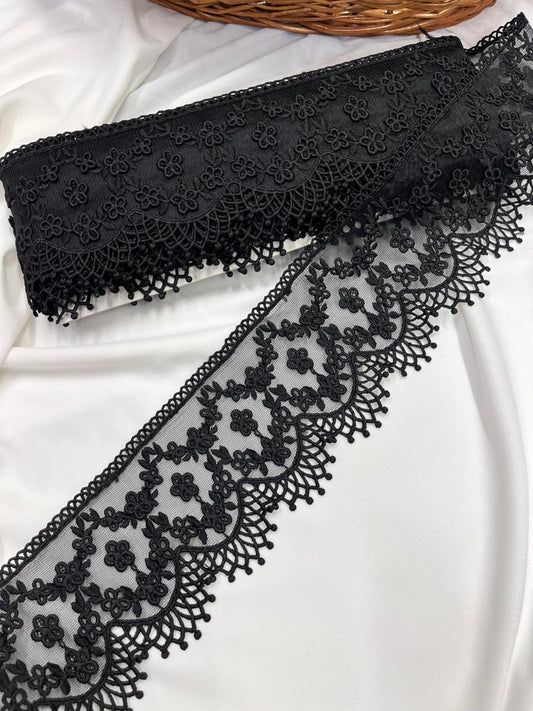 Soft Imported Net Lace Trim – Western Cotton Style Decorative Lace Border for Sarees, Dresses & Kurtis (3 Inch)