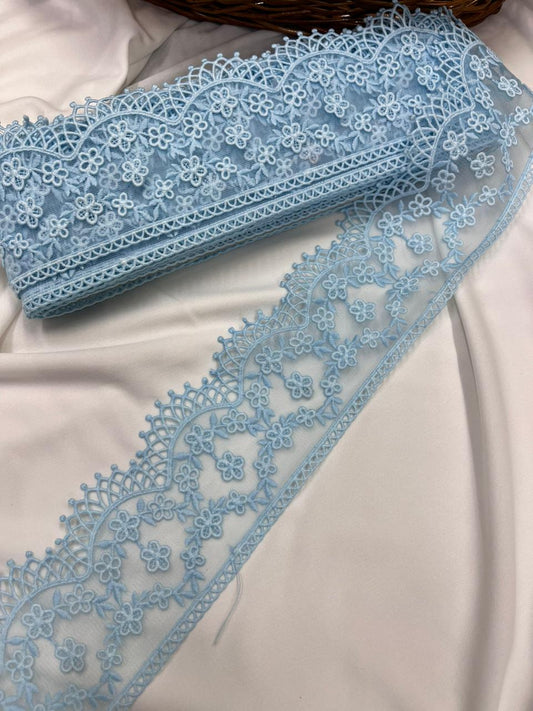 Soft Imported Net Lace Trim – Western Cotton Style Decorative Lace Border for Sarees, Dresses & Kurtis (3 Inch)