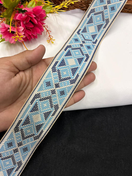 Designer Brocket Thread Embroidery Lace for Sarees, Kurtis & Dresses – Elegant Embroidered Lace Border (2.5 Inch) | Multi