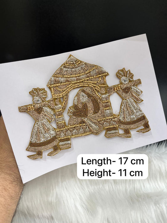 Dulhan Doli Zardosi Work Patch for Blouses – Handcrafted Embroidery Applique